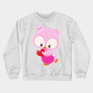 Cute Owl, Little Owl, Hearts, Owl In Love Crewneck Sweatshirt